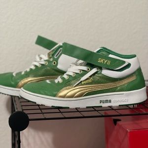 Puma sky II st. patty's amazon/white/metallic gold (size 9.5M barely used)